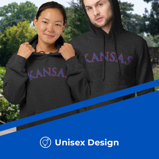 Kansas Jayhawks NCAA Adult Cotton Blend Charcoal Hooded Sweatshirt - Charcoal