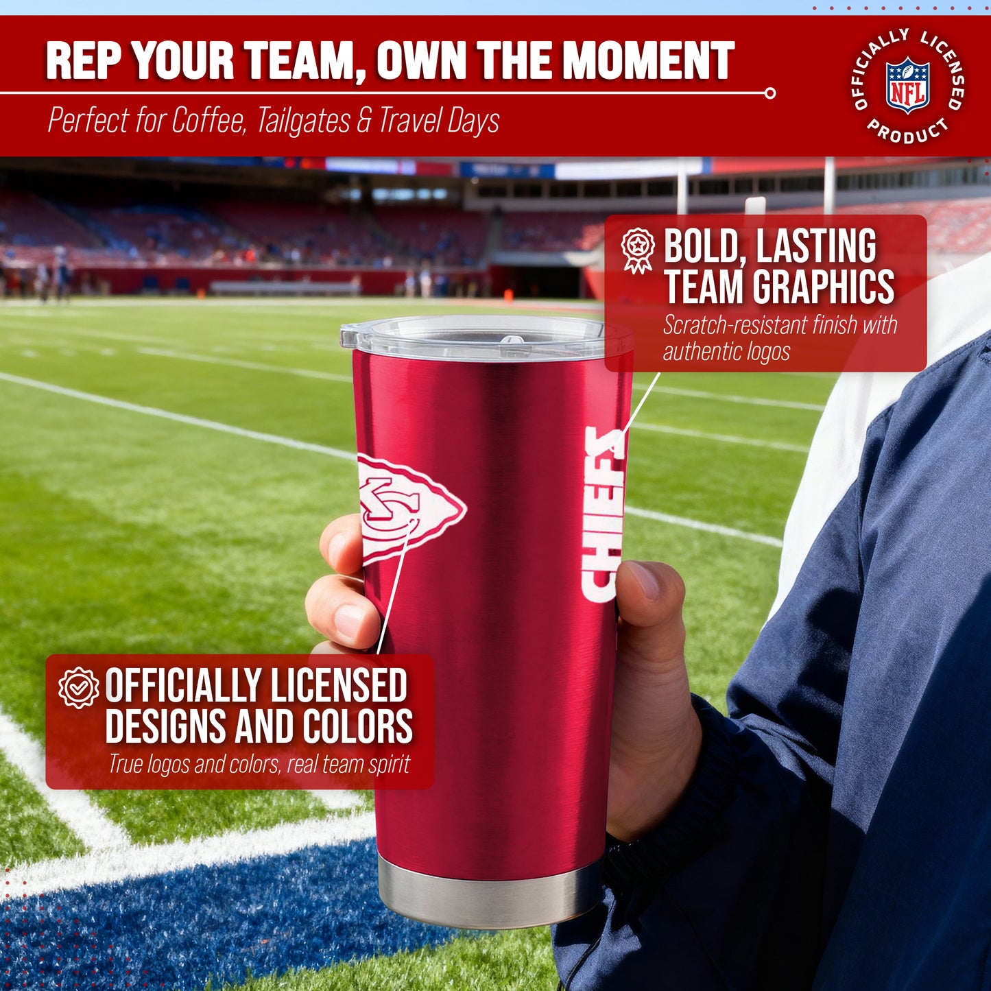 Kansas City Chiefs NFL 20oz Gameday Stainless Steel Tumbler - Red