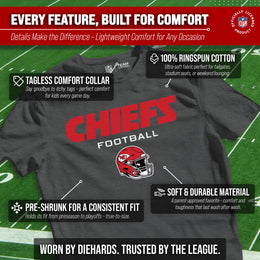 Kansas City Chiefs NFL Youth Football Helmet Tagless T-Shirt - Charcoal