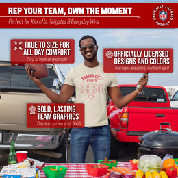 Kansas City Chiefs NFL Adult Big Date Tag-Less T-Shirt - Natural