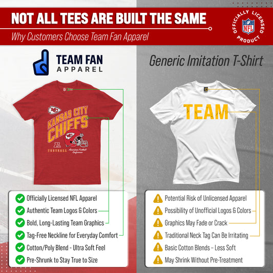 Kansas City Chiefs NFL Adult Distressed Helmet Tag-Less T-Shirt - Red Heather