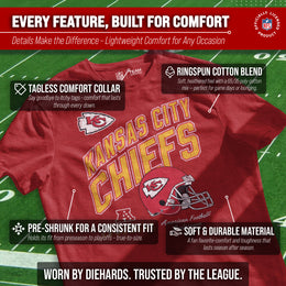 Kansas City Chiefs NFL Adult Distressed Helmet Tag-Less T-Shirt - Red Heather