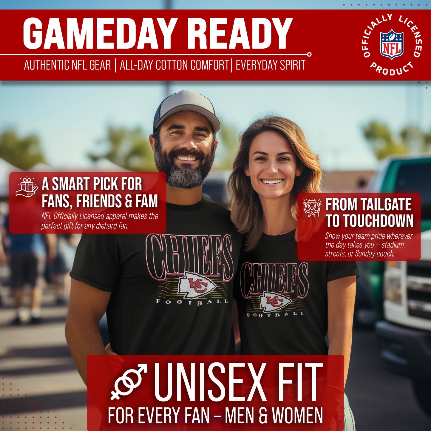 Kansas City Chiefs NFL Adult Overtime Blueprint Tag-Less T-Shirt - Black