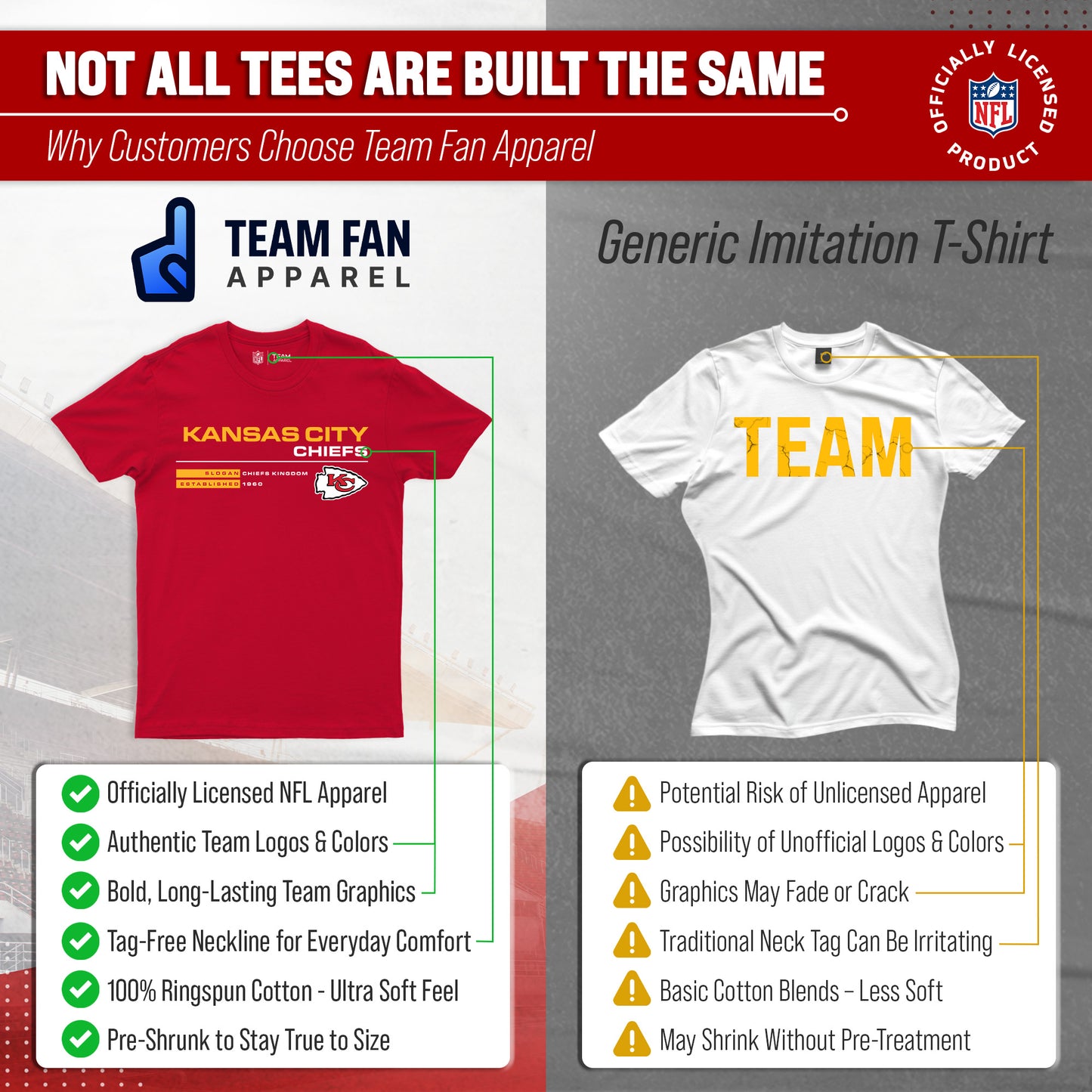 Kansas City Chiefs Adult NFL Speed Stat Sheet T-Shirt - Red