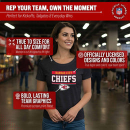 Kansas City Chiefs NFL Women's Team Block Charcoal Tagless T-Shirt - Charcoal