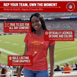 Kansas City Chiefs NFL Womens Big Date Tag-Less T-Shirt - Red Heather