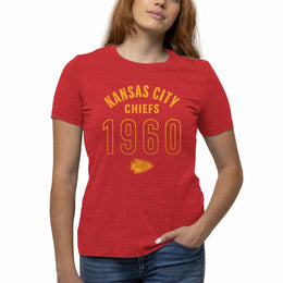 Kansas City Chiefs NFL Womens Big Date Tag-Less T-Shirt - Red Heather
