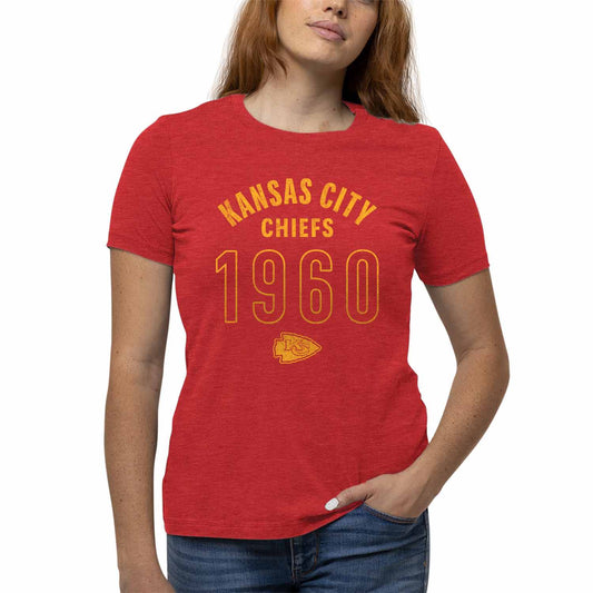 Kansas City Chiefs NFL Womens Big Date Tag-Less T-Shirt - Red Heather