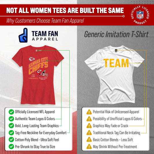 Kansas City Chiefs NFL Womens Distressed Helmet Tag-Less Soft T-Shirt - Red Heather