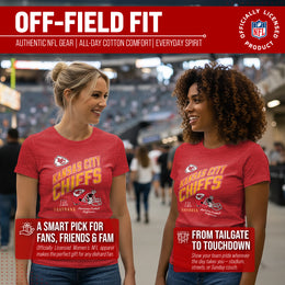 Kansas City Chiefs NFL Womens Distressed Helmet Tag-Less Soft T-Shirt - Red Heather