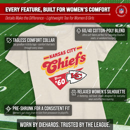 Kansas City Chiefs NFL Womens Vintage Charm Tag-Less Soft T-Shirt - Birch