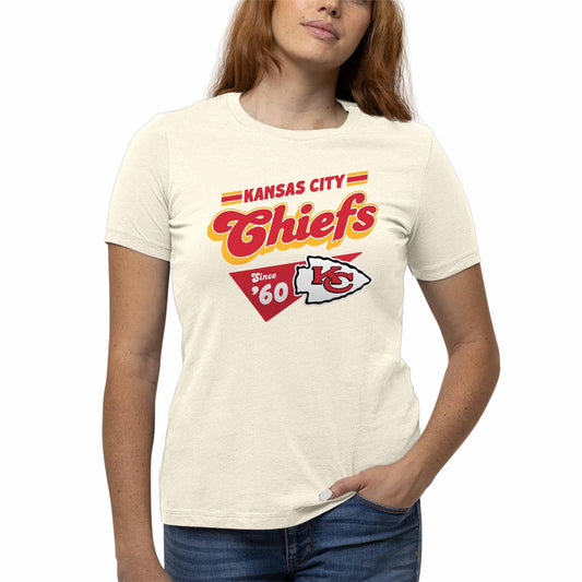 Kansas City Chiefs NFL Womens Vintage Charm Tag-Less Soft T-Shirt - Birch