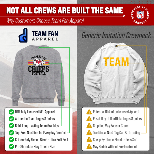 Kansas City Chiefs NFL Adult Property Of Crewneck Fleece Sweatshirt - Sport Gray