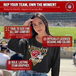 Kansas City Chiefs NFL Womens Retro Triangle Slouchy Crewneck - Heather Charcoal