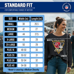 Kansas City Chiefs NFL Womens Retro Triangle Slouchy Crewneck - Heather Charcoal