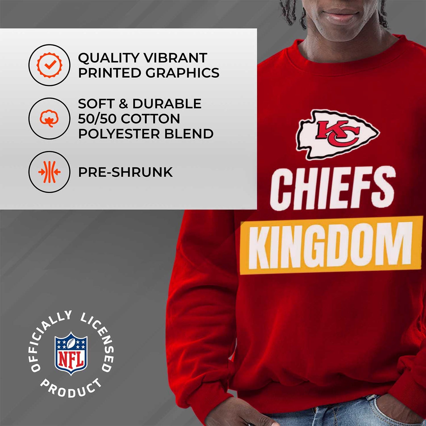 Kansas City Chiefs NFL Adult Slogan Crewneck Sweatshirt - Red