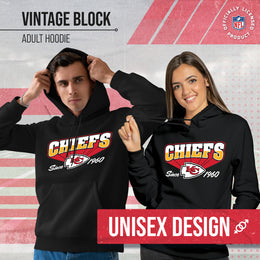Kansas City Chiefs NFL Adult Unisex Vintage Block Ultra Soft Fleece Hooded Sweatshirt - Black