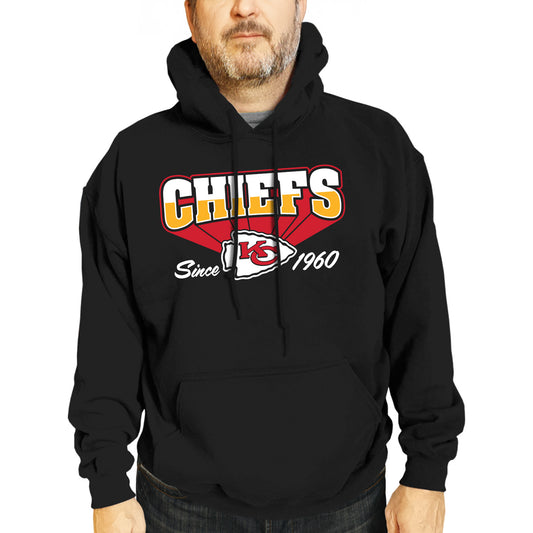 Kansas City Chiefs NFL Adult Unisex Vintage Block Ultra Soft Fleece Hooded Sweatshirt - Black
