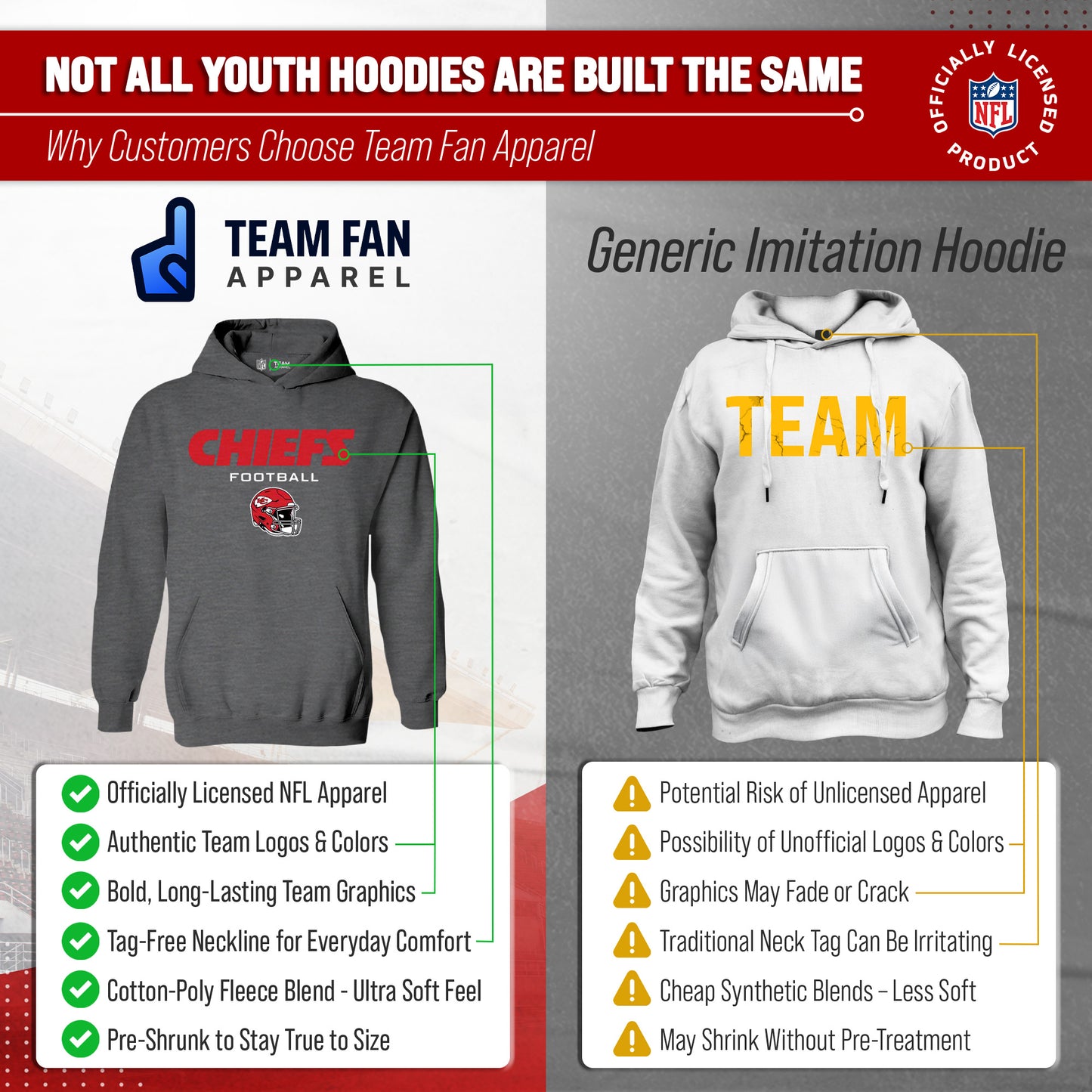 Kansas City Chiefs NFL Youth Football Helmet Hood - Charcoal