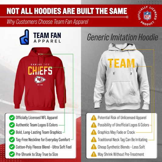 Kansas City Chiefs Adult NFL Diagonal Fade Fleece Hooded Sweatshirt - Red