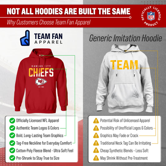 Kansas City Chiefs Adult NFL Diagonal Fade Fleece Hooded Sweatshirt - Red