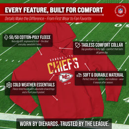 Kansas City Chiefs Adult NFL Diagonal Fade Fleece Hooded Sweatshirt - Red