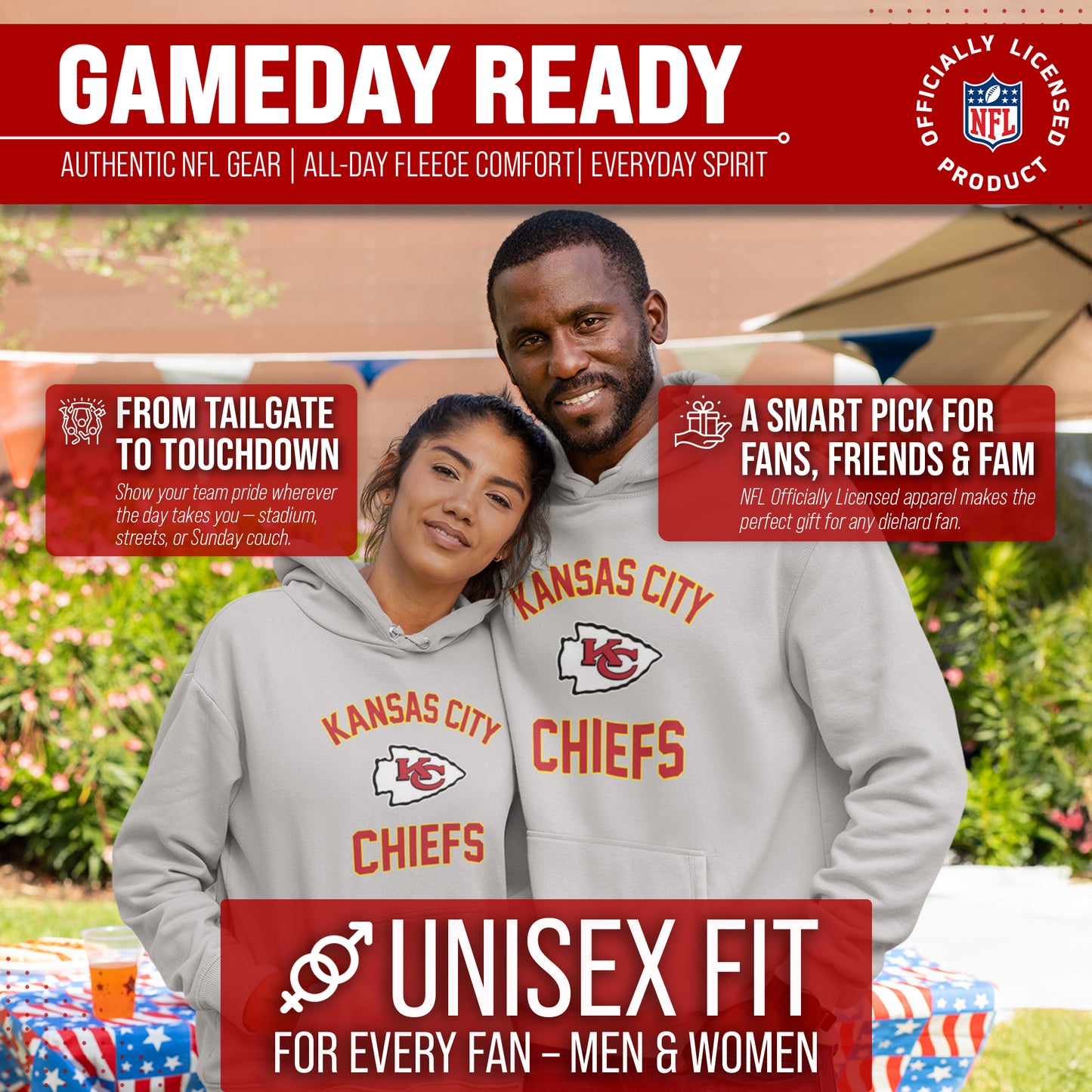 Kansas City Chiefs NFL Adult Gameday Hooded Sweatshirt - Sport Gray