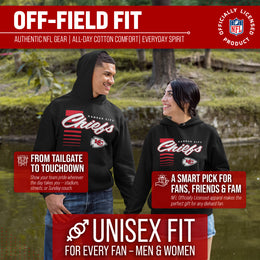 Kansas City Chiefs NFL Adult Unisex Retro Script Ultra Soft Fleece Hooded Sweatshirt - Black