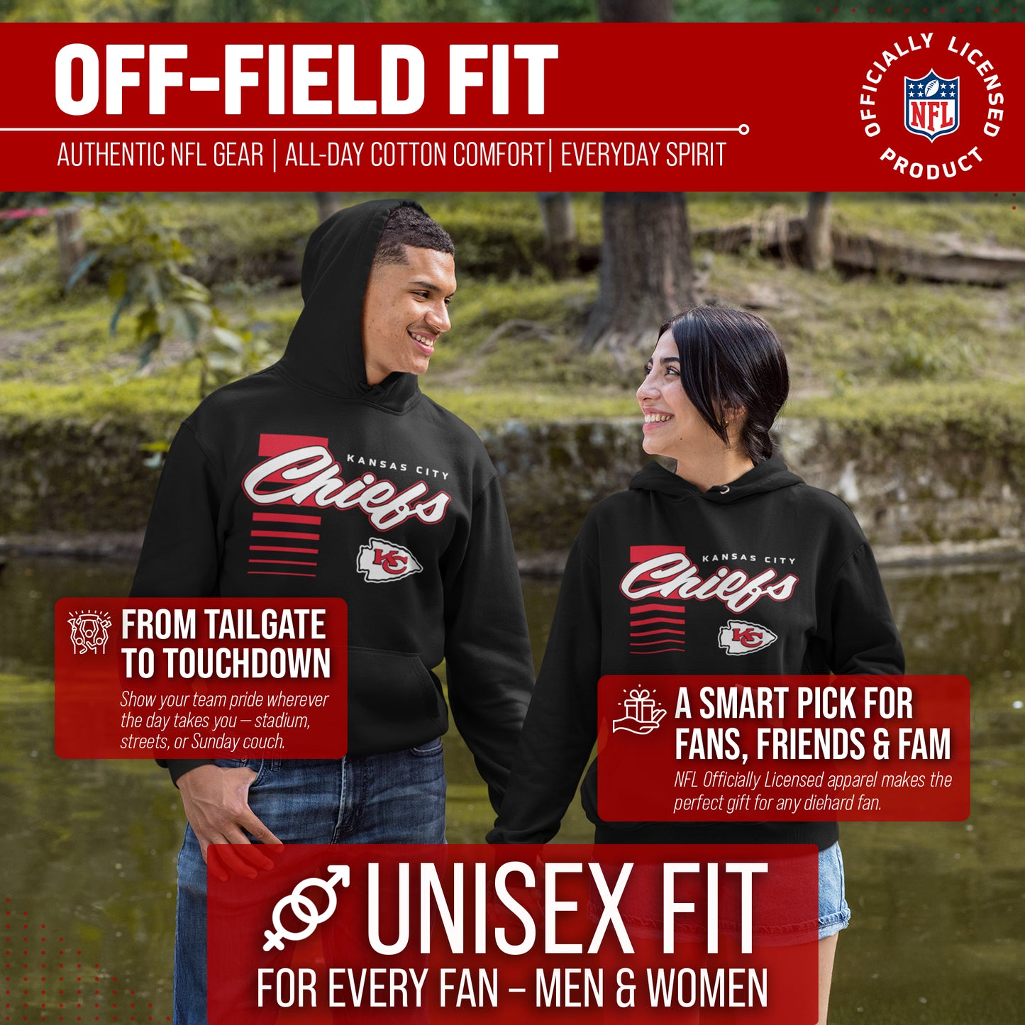 Kansas City Chiefs NFL Adult Unisex Retro Script Ultra Soft Fleece Hooded Sweatshirt - Black