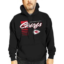 Kansas City Chiefs NFL Adult Unisex Retro Script Ultra Soft Fleece Hooded Sweatshirt - Black