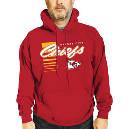 Kansas City Chiefs NFL Adult Unisex Retro Script Ultra Soft Fleece Hooded Sweatshirt - Red