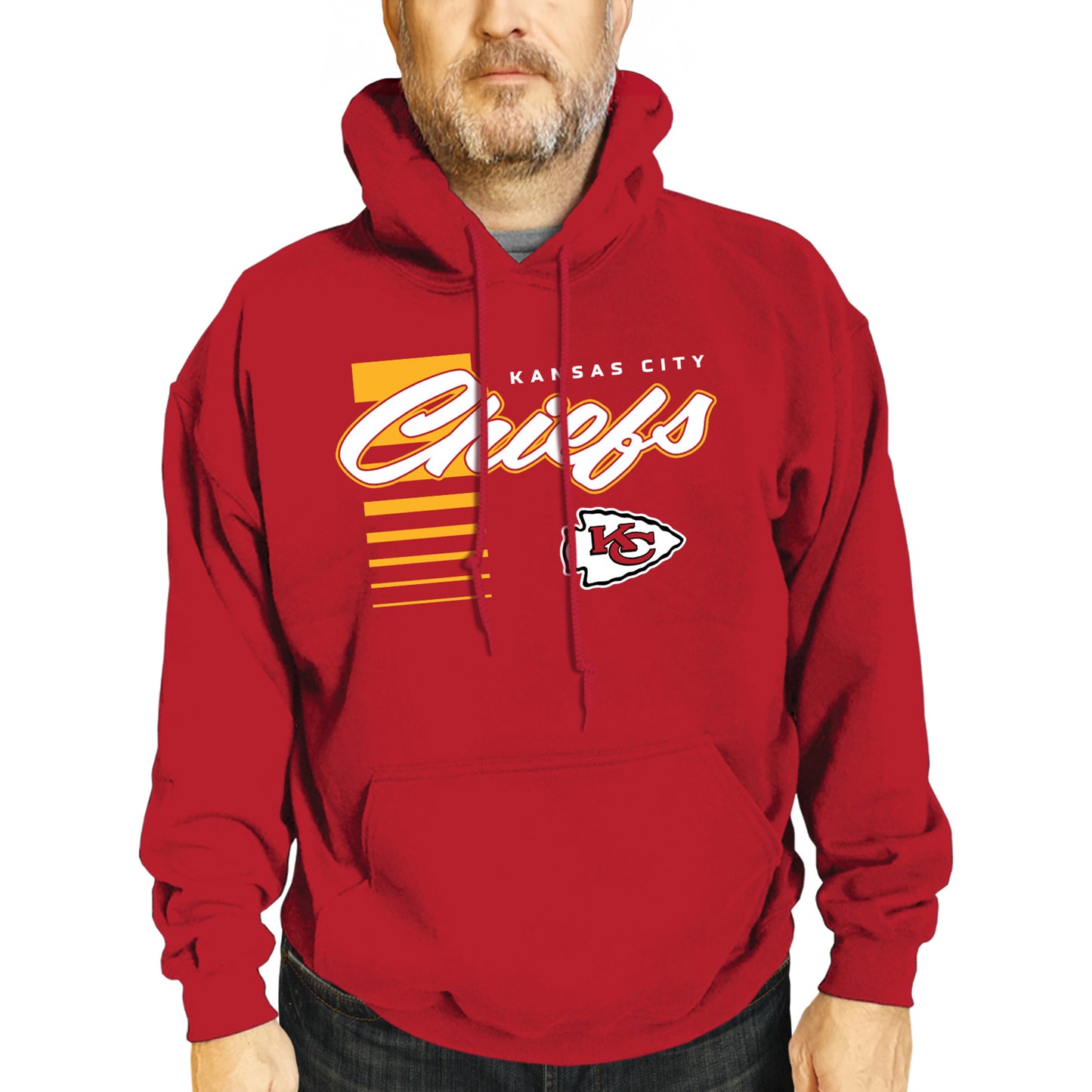Kansas City Chiefs NFL Adult Unisex Retro Script Ultra Soft Fleece Hooded Sweatshirt - Red