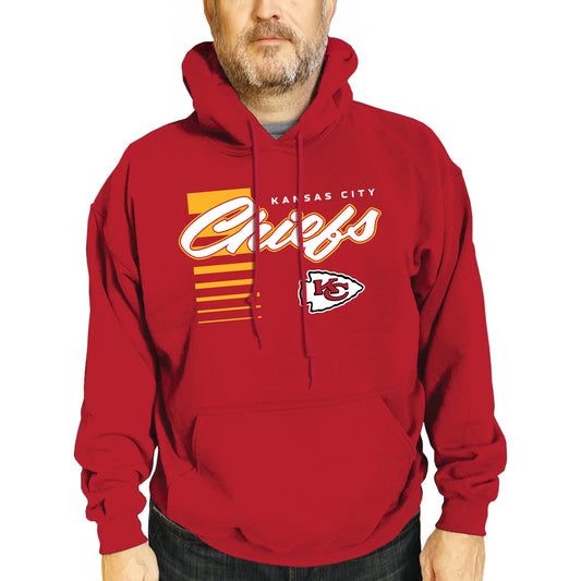 Kansas City Chiefs NFL Adult Unisex Retro Script Ultra Soft Fleece Hooded Sweatshirt - Red