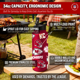 Kansas City Chiefs NFL 34oz Quencher Stainless Steel Insulated Water Bottle - Red