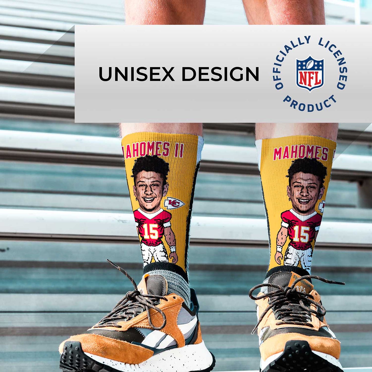 Kansas City Chiefs FBF NFL Adult V Curve MVP Player Crew Socks - Gold #15