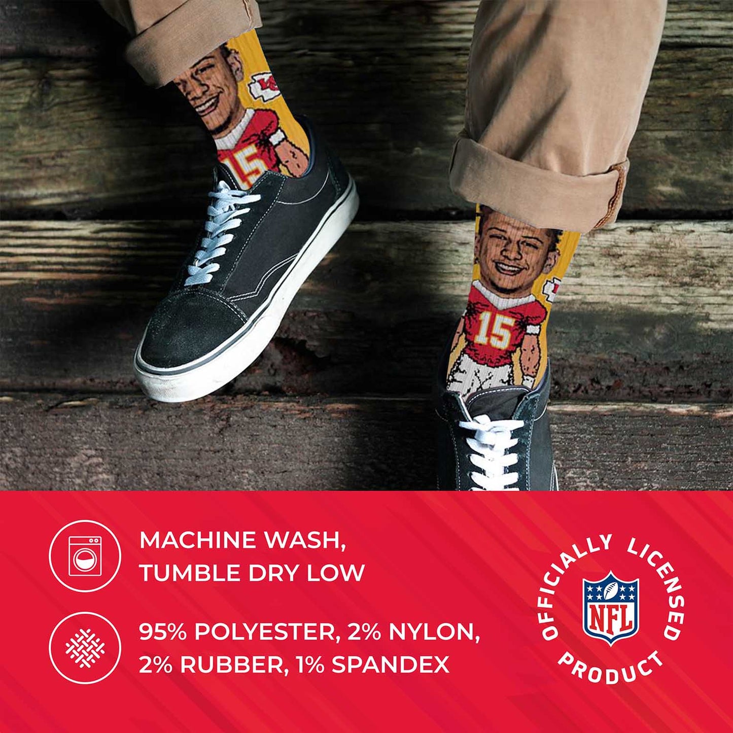 Kansas City Chiefs FBF NFL Adult V Curve MVP Player Crew Socks - Gold #15