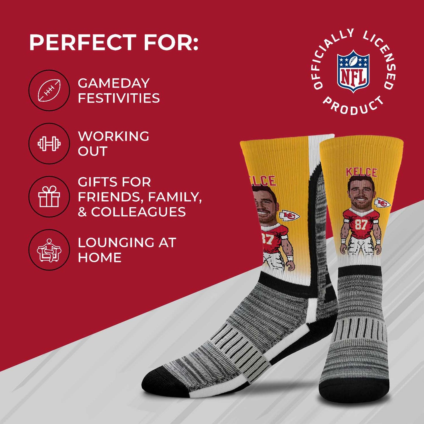 Kansas City Chiefs FBF NFL Adult V Curve MVP Player Crew Socks - Gold