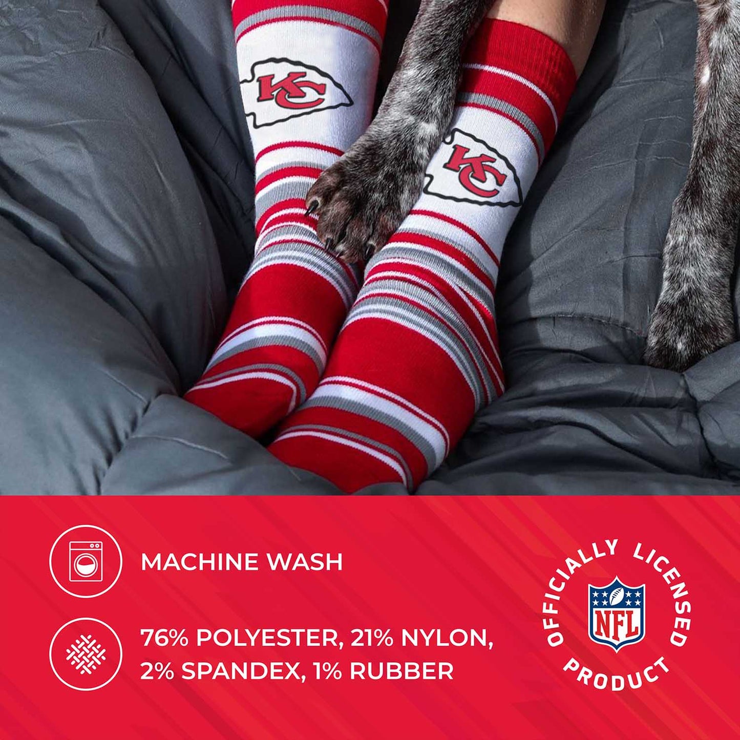 Kansas City Chiefs NFL Adult Striped Dress Socks - Red