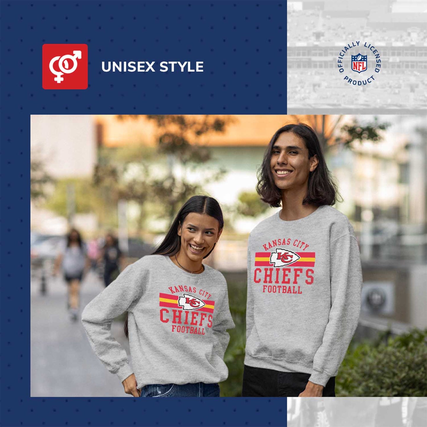Kansas City Chiefs NFL Team Stripe Crew Sweatshirt - Sport Gray