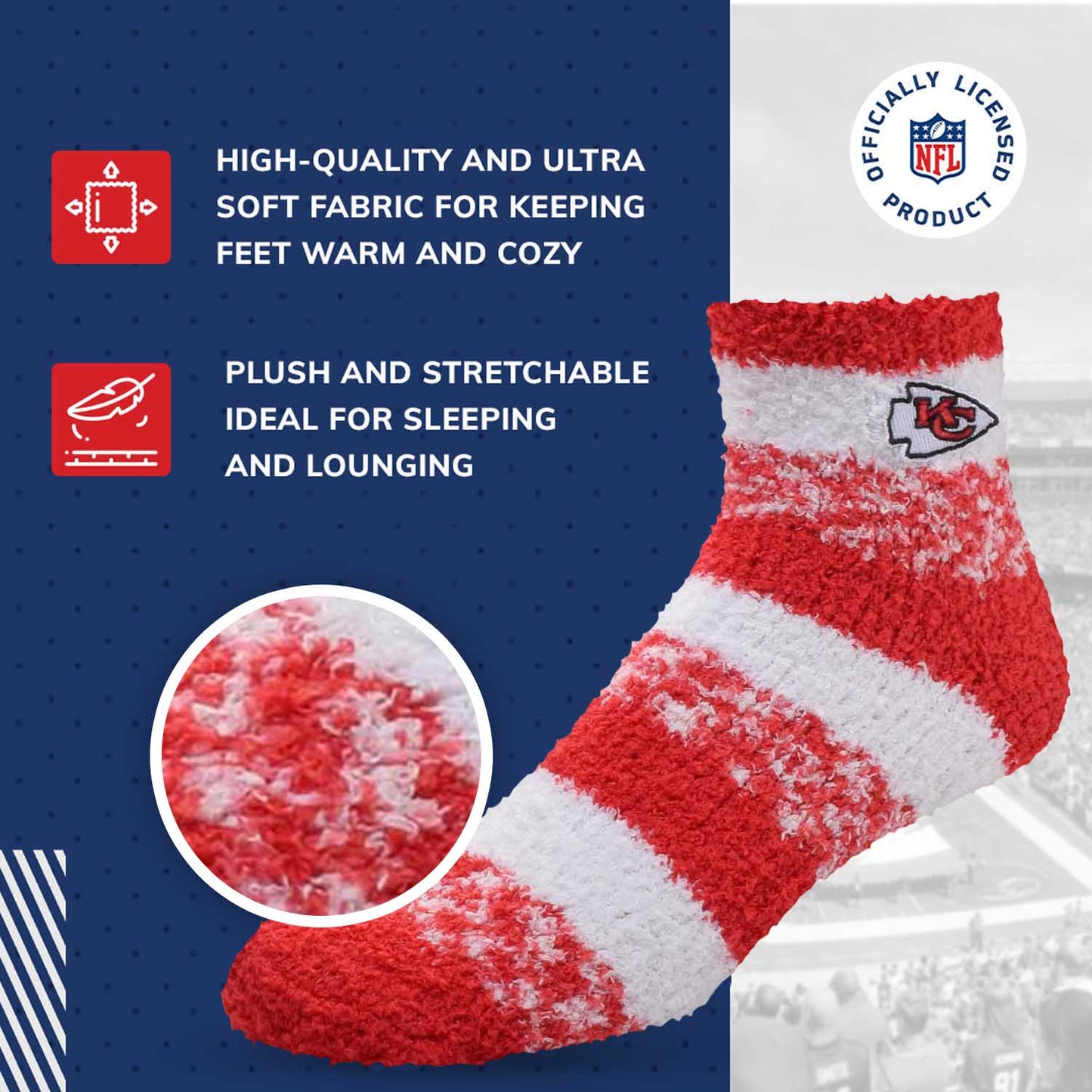 Kansas City Chiefs NFL Cozy Soft Slipper Socks - Red