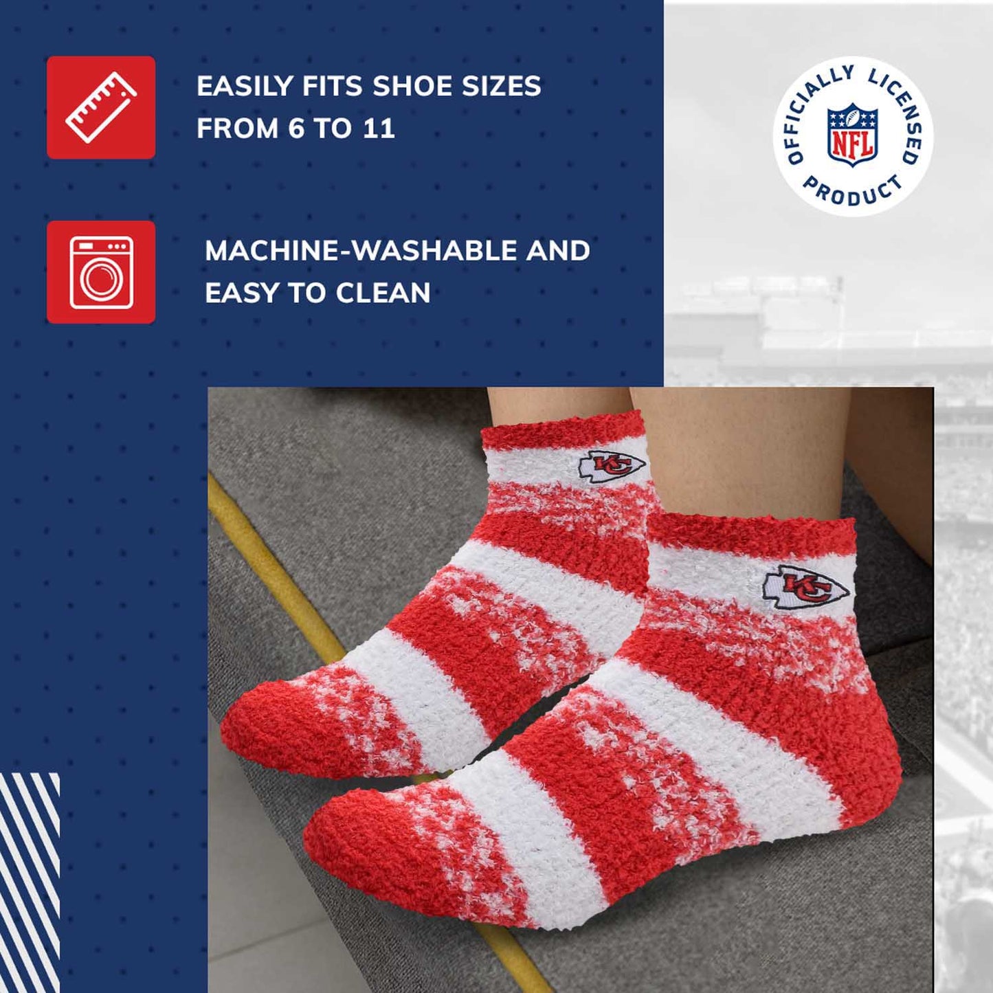 Kansas City Chiefs NFL Cozy Soft Slipper Socks - Red