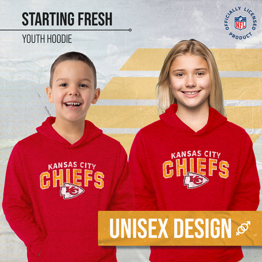 Kansas City Chiefs NFL Youth Starting Fresh Hoodie- Pro Football Sweatshirt for Boys and Girls - Red