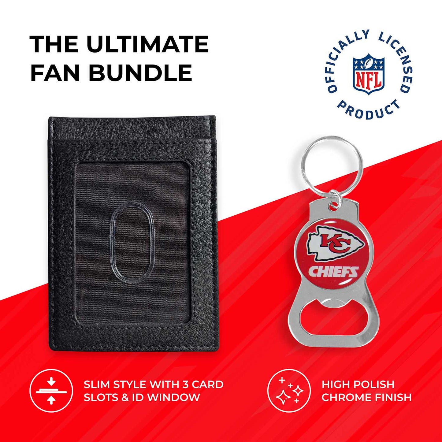 Kansas City Chiefs NFL Bottle Opener Keychain Bundle - Black