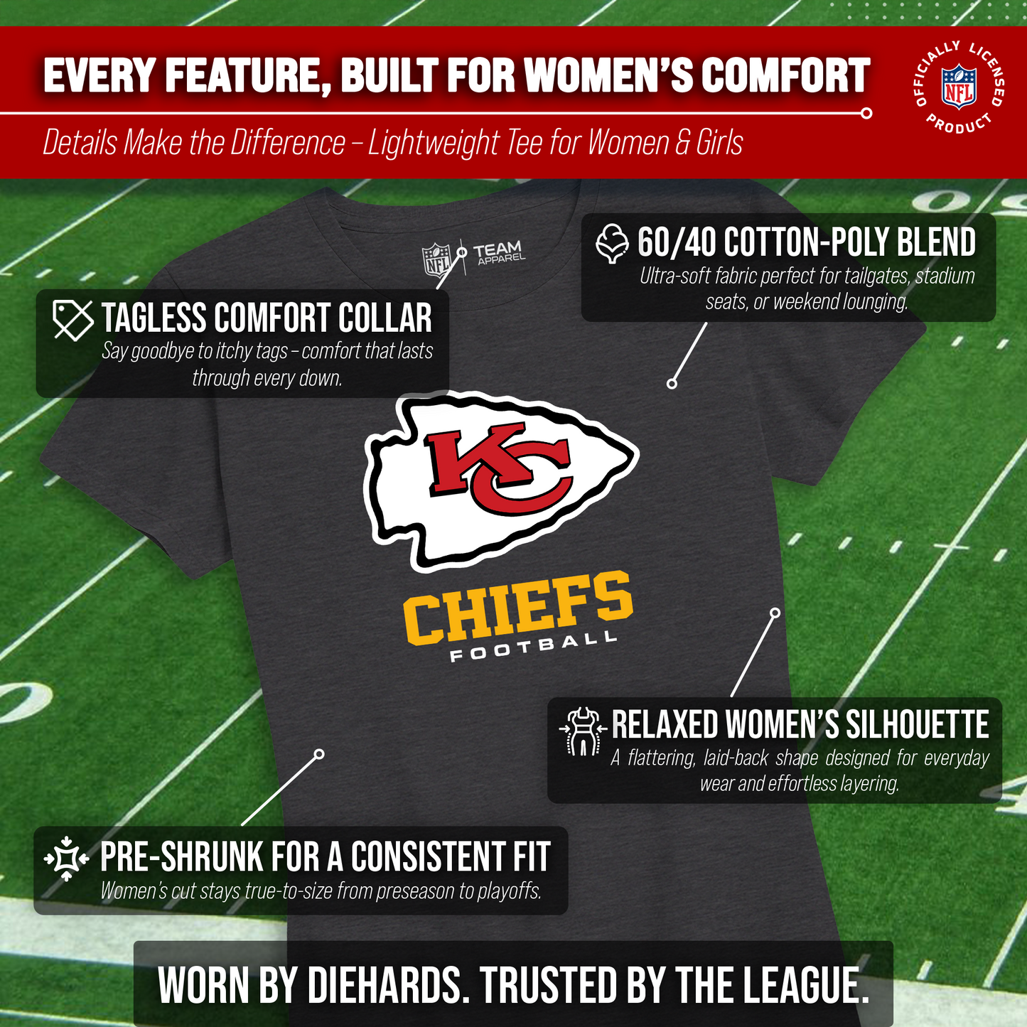 Kansas City Chiefs Women's NFL Ultimate Fan Logo Short Sleeve T-Shirt - Black