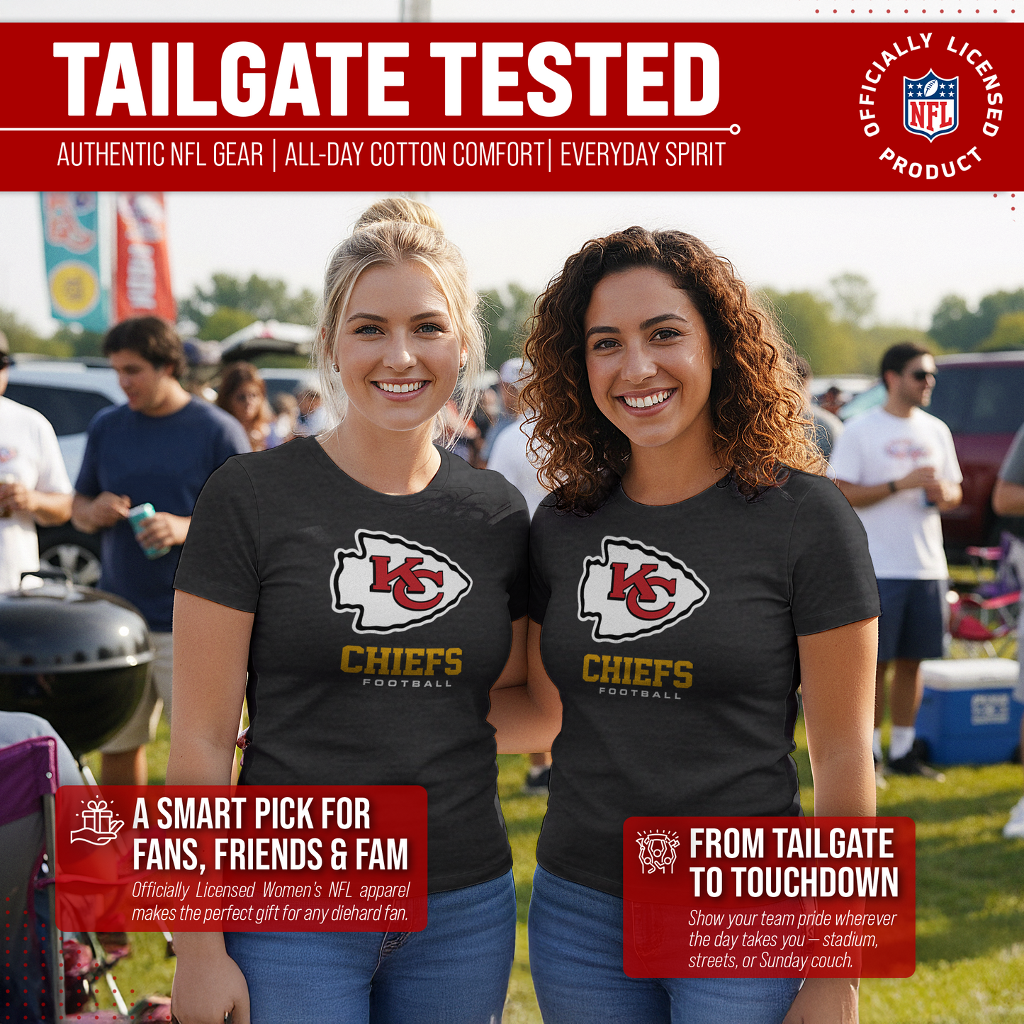 Kansas City Chiefs Women's NFL Ultimate Fan Logo Short Sleeve T-Shirt - Black
