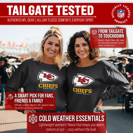 Kansas City Chiefs Women's NFL Ultimate Fan Logo Slouchy Crewneck -Tagless Fleece Lightweight Pullover - Charcoal