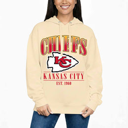 Kansas City Chiefs Ladies NFL Starstruck Fleece Pullover Hooded Sweatshirt - Cream