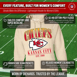 Kansas City Chiefs Ladies NFL Starstruck Fleece Pullover Hooded Sweatshirt - Cream