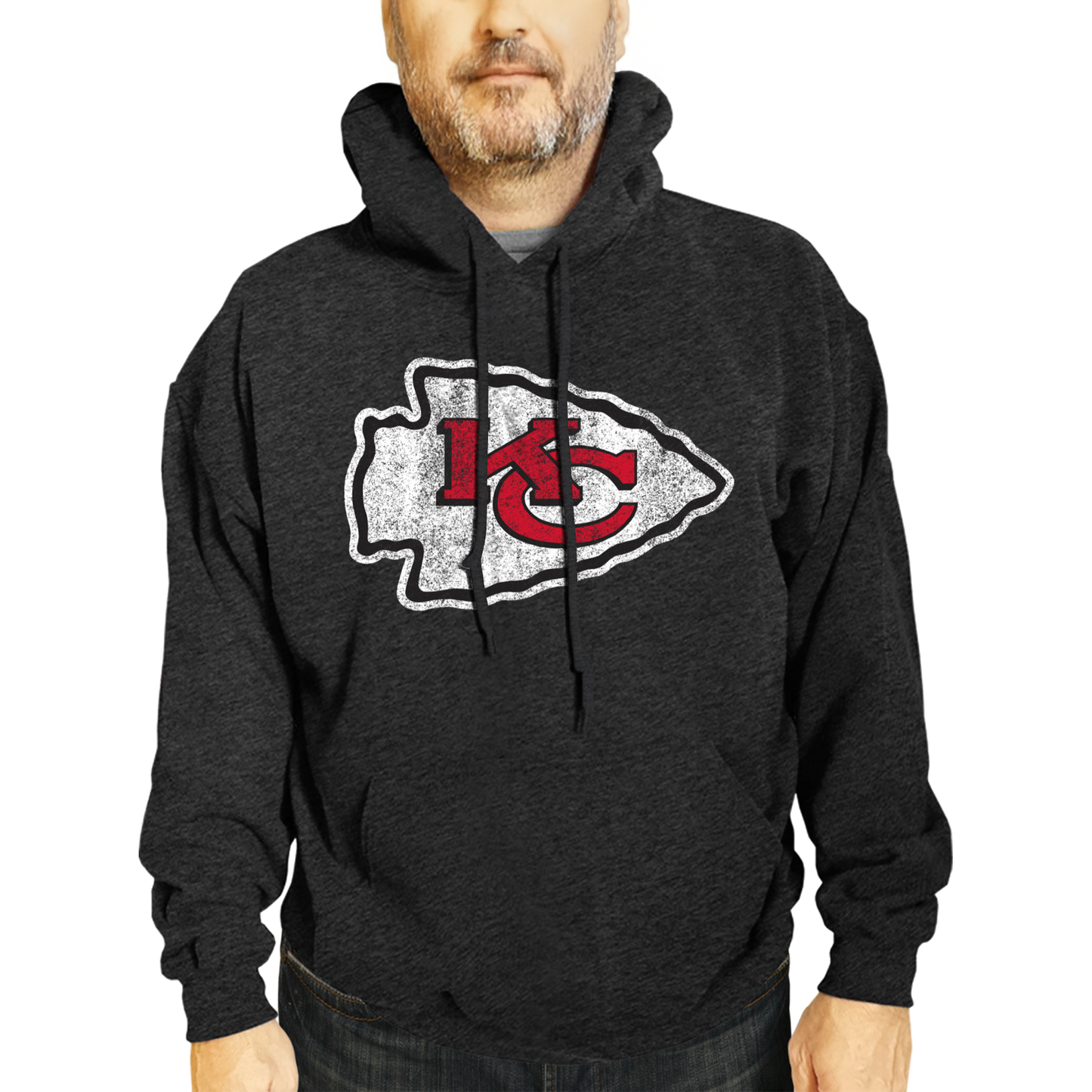 Kansas City Chiefs NFL Adult Unisex Modern Throwback Ultra Soft Fleece Hooded Sweatshirt - Black Heather