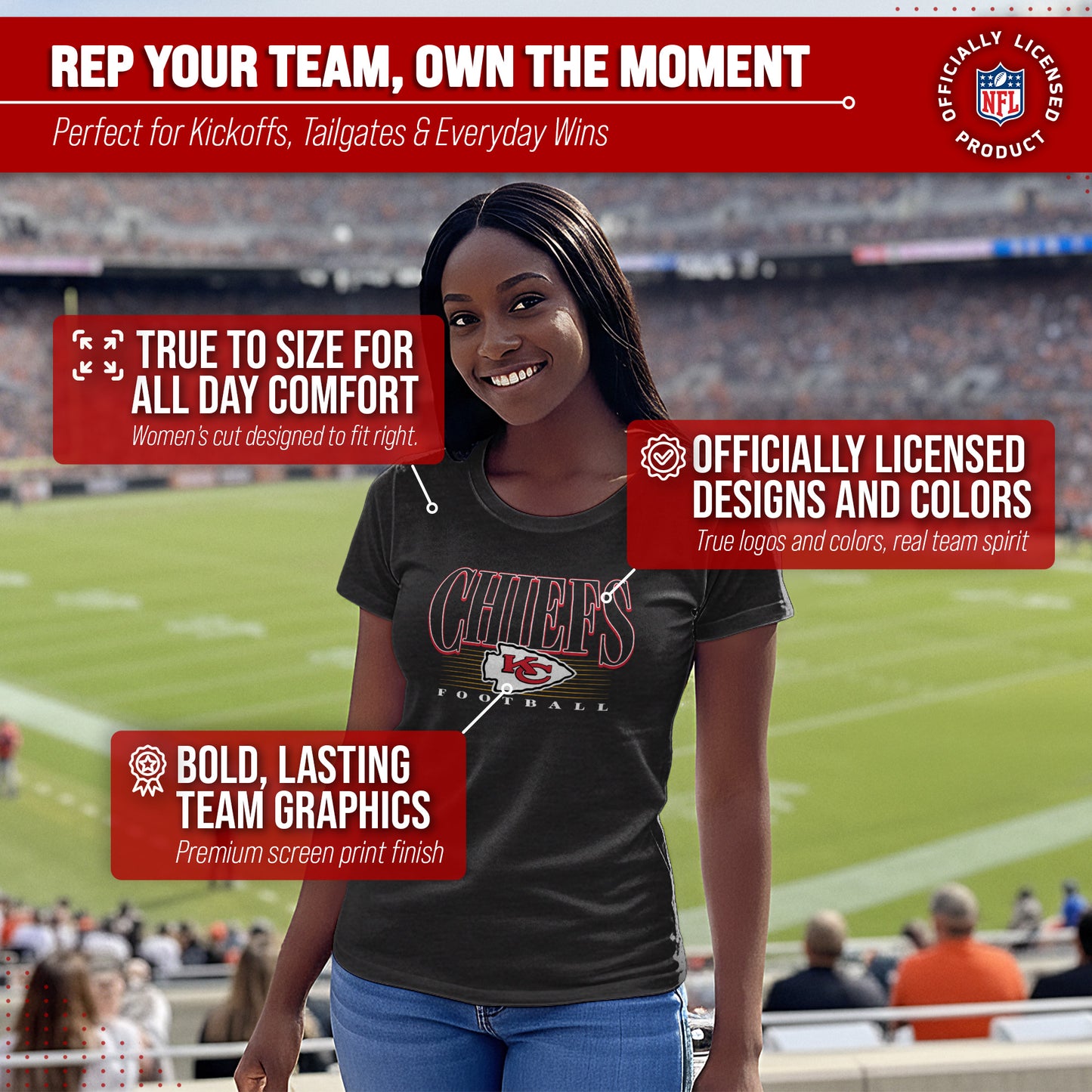 Kansas City Chiefs NFL Womens Overtime Blueprint Tag-Less T-Shirt - Black